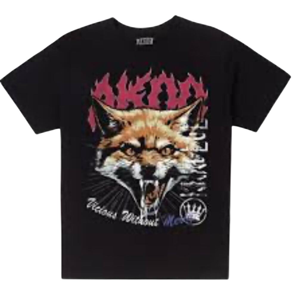 Akoo black Vicious Without Mercy short sleeve graphic cotton t-shirt size M